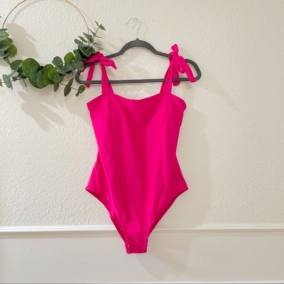 Other - Hot pink strap tie one piece swimsuit